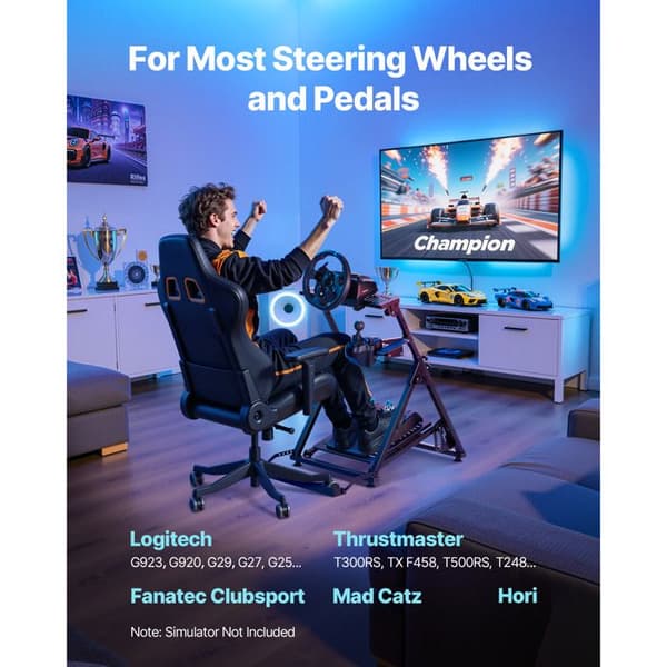Racerställ - DUOKU - QY-BZ06 - Fällbar - Höjdjusterbar 700–845 mm - Kompatibel med Logitech/Thrustmaster/Fanatec Svart