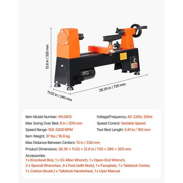 Träslip - DUOKU - WL0813 - 250 W - Ø snurrande 200 mm - Mellan punkter 330 mm