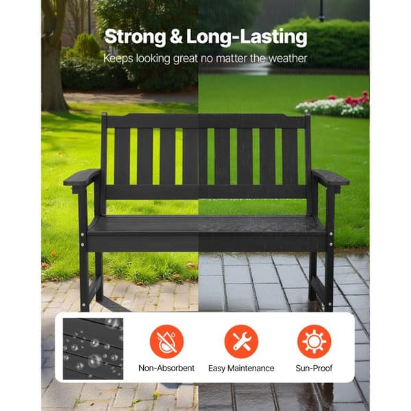Banc de Jardin - DUOKU - Udendørs Bænk - Robust Plastik - Kapacitet 363 kg - Sort Svart