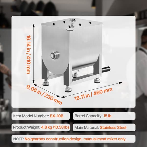 Manuell Köttkvarn - DUOKU - Modell BX-10B - Kapacitet 15 L - Rostfritt Stål - 4,7 kg