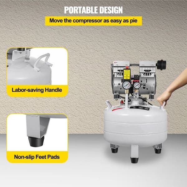 Vertikal Luftkompressor-Duoku-6,6 Gallon-Ultra tyst-30 L tank-Tyst 850 W kompressor.