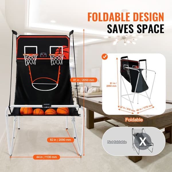 Basketboll Arcade Spel - DUOKU - Fällbar - 2 Spelare - 4 Bollar - 8 Läge