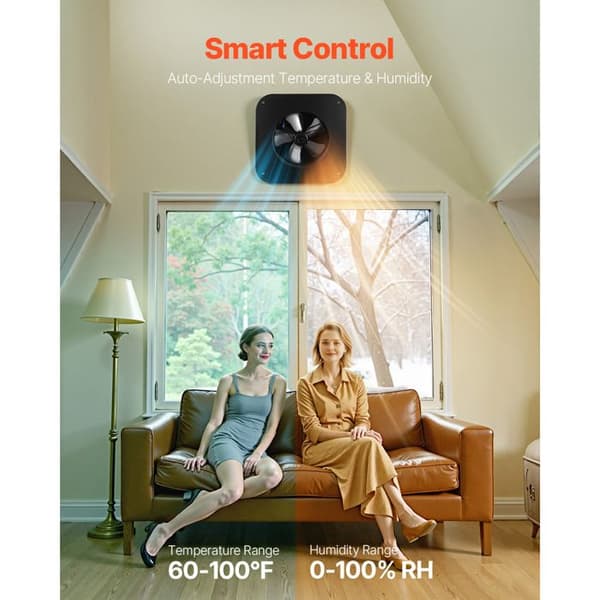 Solventilator - DUOKU - JBSF-350F - 50 W - Luftstrøm 3000 CFM - Intelligent Termostat Svart