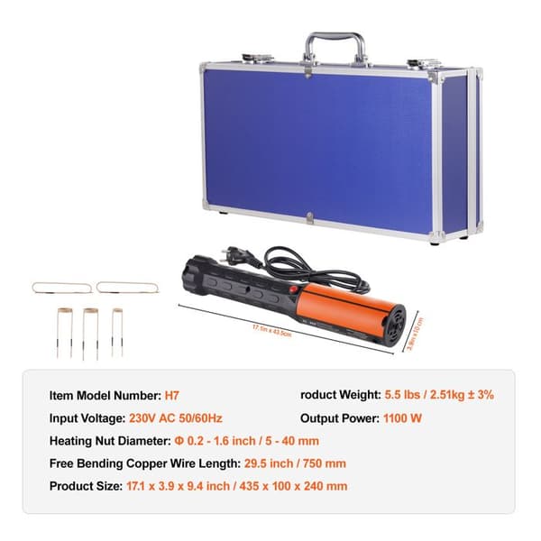 Induktionsvärmeset - DUOKU - H7L - 1100 W - 220 V - Ø mutter 5–40 mm