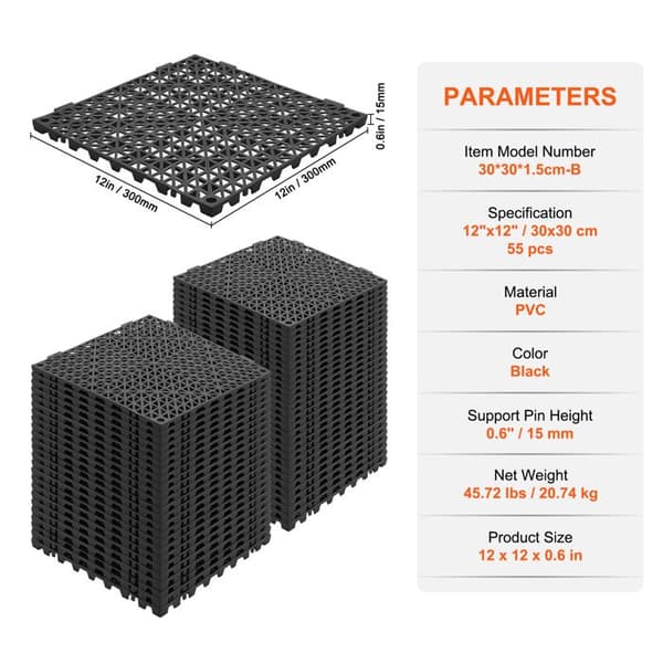 Modulær sammenklappelig pude - Duoku - Sæt af 55 tæpper - 30 x 30 cm - Blød PVC - Antiskrid drænhuller
