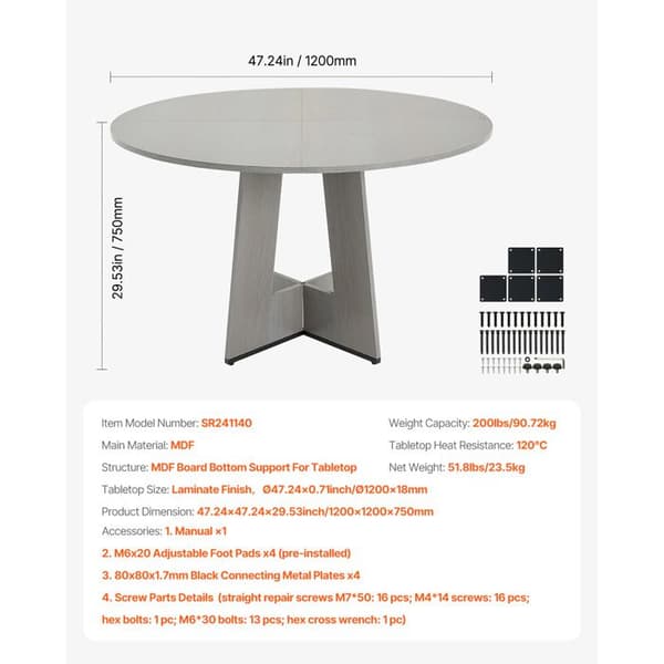 Rund Spisebord - DUOKU - 120 cm - Træ - 4 Pladser - Rustikt Cirkulært Møbel