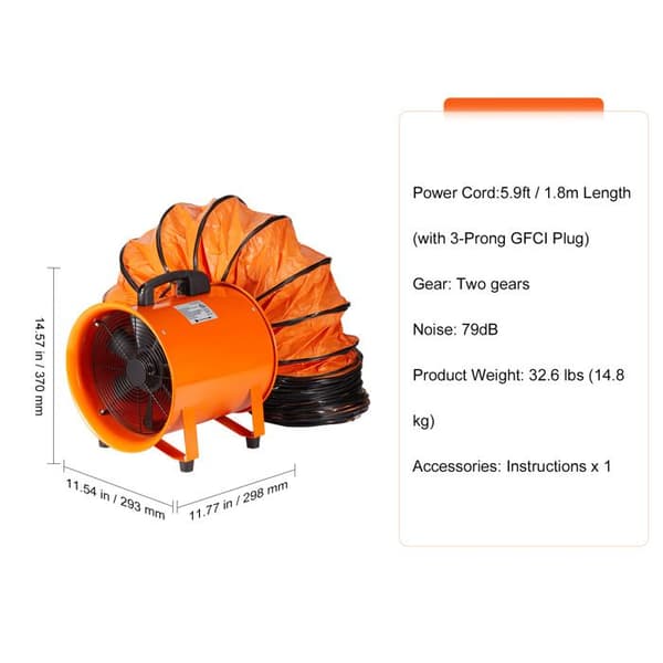 Afbudsventilator - DUOKU - 300 W - 1720 CFM - 2 hastigheder - 79 dB