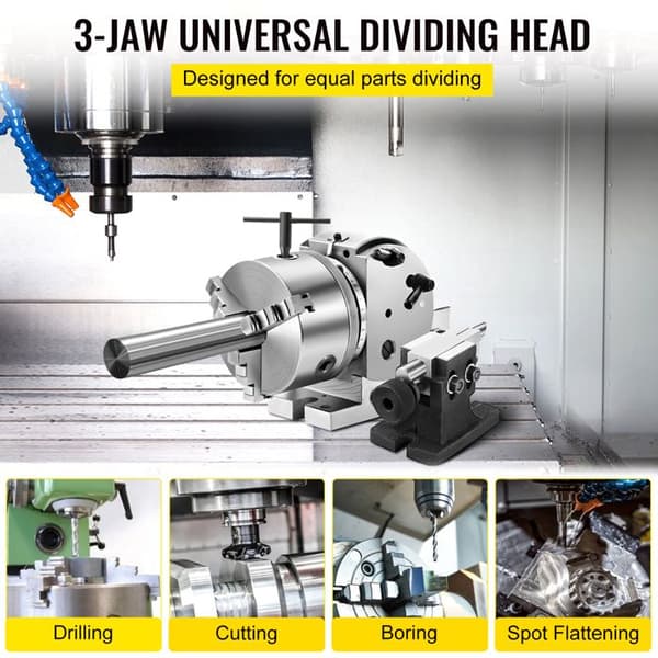 Precision Division Head - DUOKU - BS-0 - 3-Jaw Chuck - MT2 Tailstock - Milling Machine