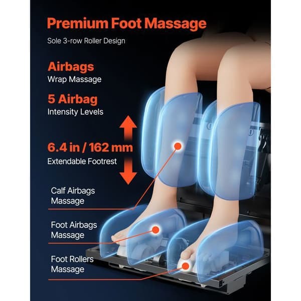 Massage Stol med SL-Rail - Duoku - 4D Inklinerende Relaxationsmassage Stol - Zero Gravity - Yoga Stræk Tilstand