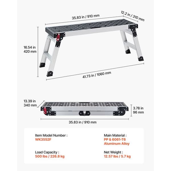 Sammenklappelig Arbejdsplatform 910x310x420 mm-Duoku-Bæreevne 226,8 kg, til Malerarbejde, Reparationer og Hjemmebrug