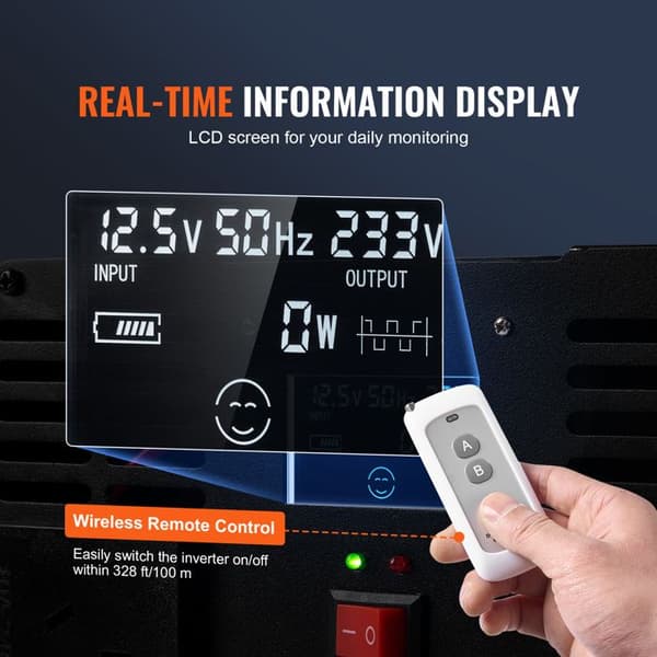 Omformer - DUOKU - TM5000W - 5000 W - 2 AC stik - 2 USB - LCD skærm