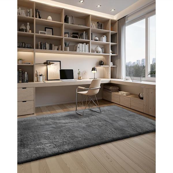 Tæppe - DUOKU - Moderne - 1,5 x 2,4 m - Antiskrid - Blød og Plush Mörkgrå