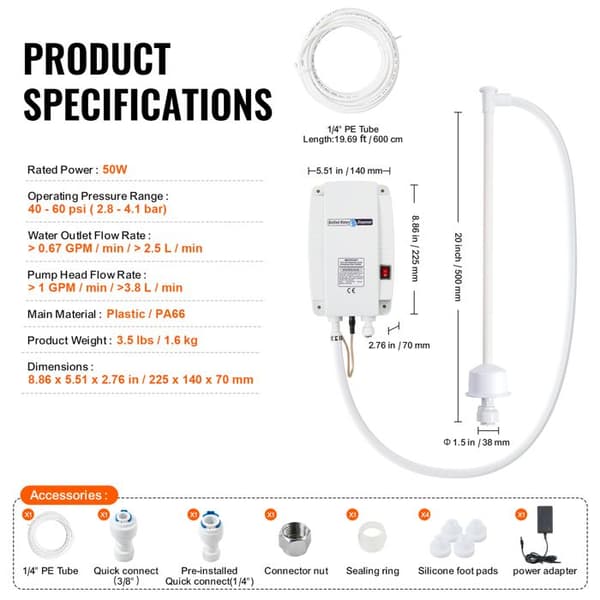 Vattenpump System - DUOKU - 5 Gallon - 2,8-4,1 bar - 50 W - Flöde 2,5 L/min