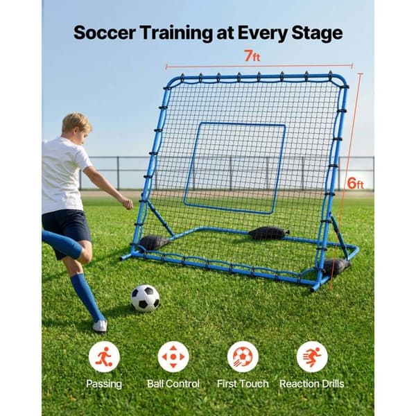 Fodbold Rebound Net -Duoku-221x183 cm-Rebounder med Justerbar Vinkel-Durable Jernstruktur og PE Net