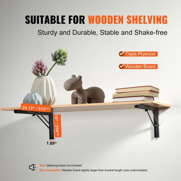 Støtte til Foldbar Hylde - DUOKU - 24" L - 2 Stykker - Kulstofstål - Sort Mat Mast