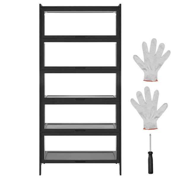 Vitrine til samling - DUOKU - OPX-BDSR05BL - 5 niveauer - Translucente akryl døre - 82×32×172 cm Svart