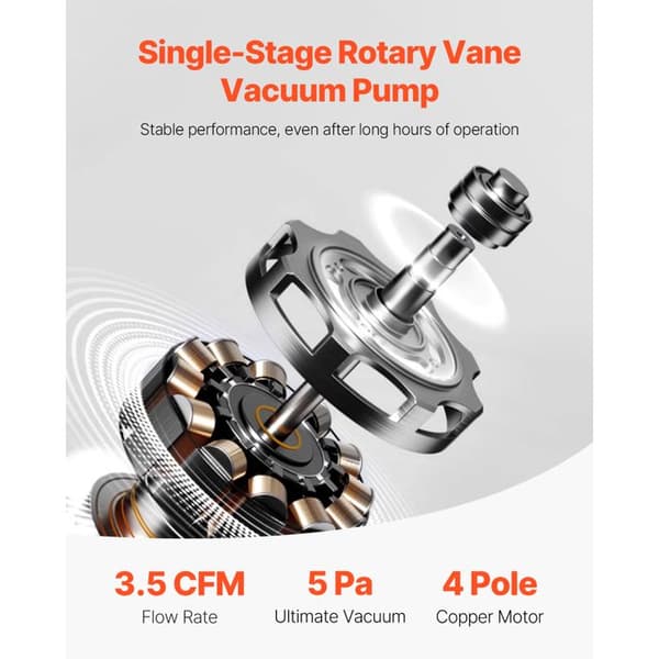 Vakuumpump - DUOKU - VP125 - 3,5 CFM - Elektrisk - Manometer ingår