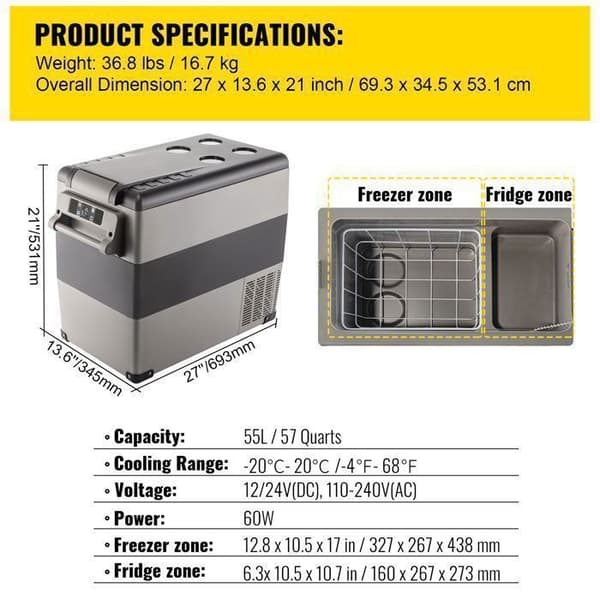 Bilkylskåp 49,5L - Duoku - Elektrisk Kylbox Bil 60W - Hem/Camping Pengar