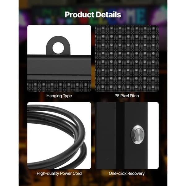 LED-skylt Programmerbar-Duoku-67x35 cm-Digitalt Display i Fullfärg P5-Anpassningsbara Texter och Mönster