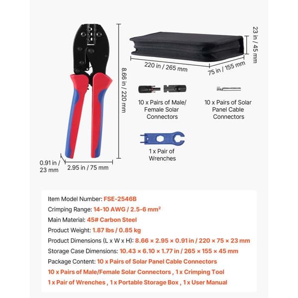 Kabelskorv - DUOKU - FSE-2546B - 2,5–6 mm² (14–10 AWG) - Ratchsystem - Kolstål