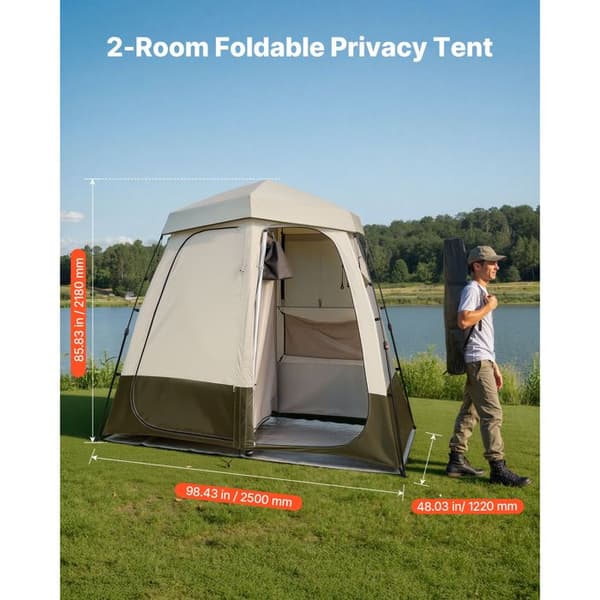 Portable Camping Bruser Telt-Duoku-2500x1220x2180 mm-2 Rum-Oxford 150D Stof