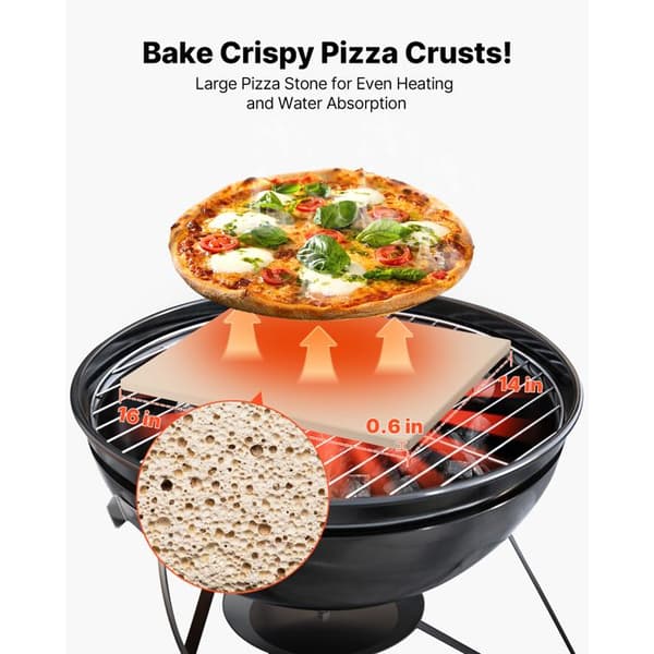 Rektangulær Pizzasten i Cordierit-Duoku-40,6 x 35,5 cm-med PP-Skraber-Tykkelse på 1,5 cm-Optimal til Ovn