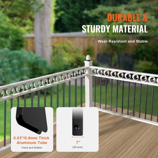 Balustre til trappe - DUOKU - 96,5 x 2,5 cm - Aluminium - Mat sort - 72 stk. Matte svart