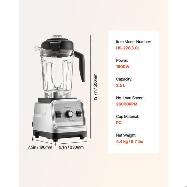 Mixare - DUOKU - HS-228 - 2,5 L - 1600 W - Multifunktionell