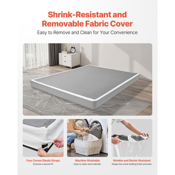 Sengebund - DUOKU - Queen Size Sengramme - Vaskbart Stof - Robust Metalstruktur - 2 Pladser