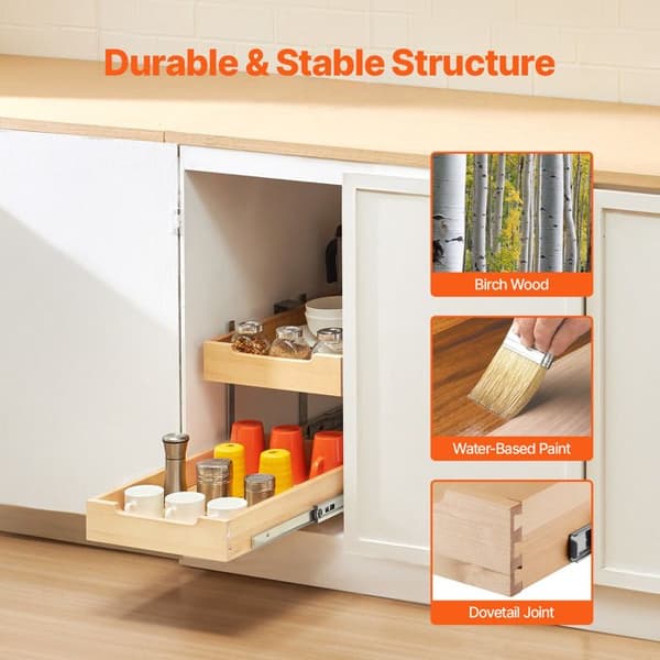 Skabsorganisator - DUOKU - Skydemodel - 2 Niveauer - 35,6 cm Skuffe - Robust træ