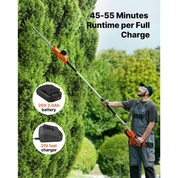 Trådløs elektrisk hækkeklipper - DUOKU - ET1611 - 20V - Dobbeltblad 457,2 mm - Teleskopskaft 74-94 cm