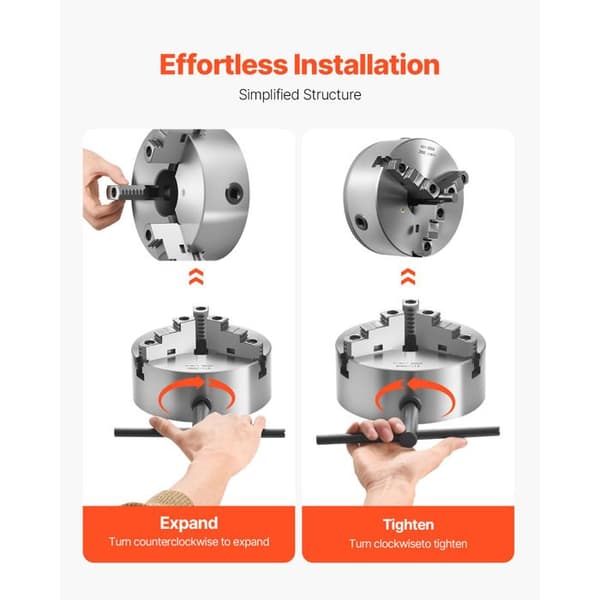 Mandrin för tur med 3 käftar-Duoku-200 mm-Auto-Centrering med gängad adapterplatta-Clampområde 4-200 mm