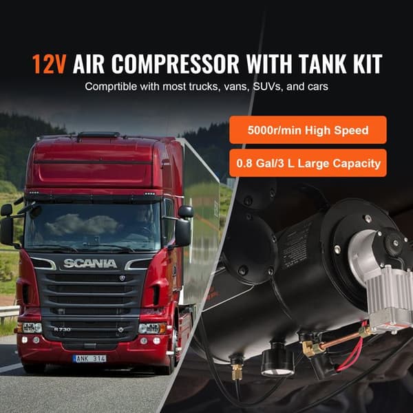 Ilmakompressori - DUOKU - HS-551 - 12 V - Säiliö 3 L - 120 psi
