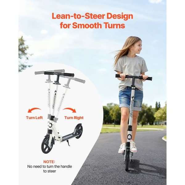 Scooter - DUOKU - S200D - Säädettävä ohjaustanko - 2 pyörää - Pyörät Ø200 mm PU Vit + Svart