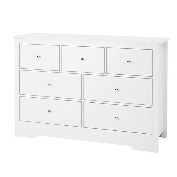 Kommode - DUOKU - 7 Lådor - Trä med Glidbana - Minimalistisk Design - Stötsäker Vit