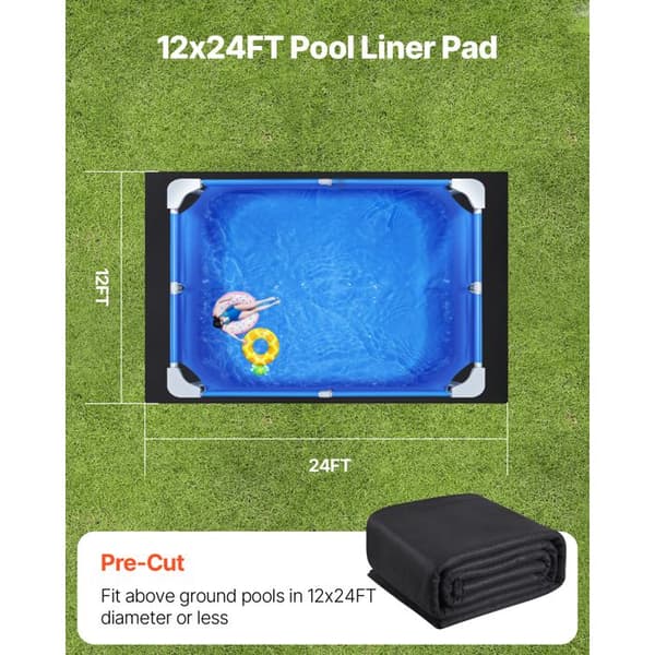 Solmatta för Pool-Duoku-369x732 cm-Matta för Rektangulära Ovanmarkspooler 180 g/m²-Förstärkt Geotextil