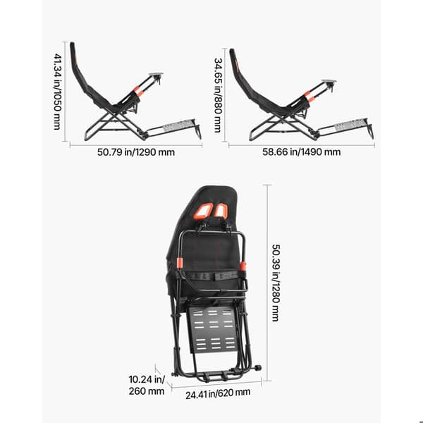 Racerkonsol - DUOKU - 6001 - Sammenfoldelig og justerbar - Sæde i åndbart stof - Kompatibel med Logitech/Thrustmaster