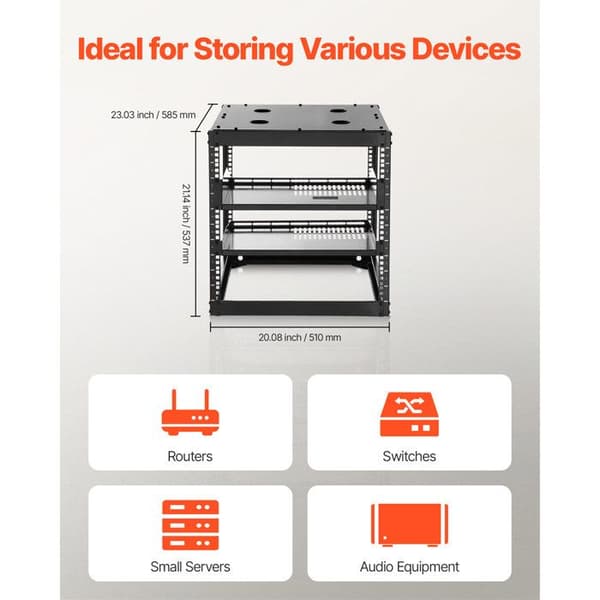 Öppen ram serverrack - DUOKU - SPT-504-10A - 10U - Djup 585 mm - Golvbelastning 500 lb
