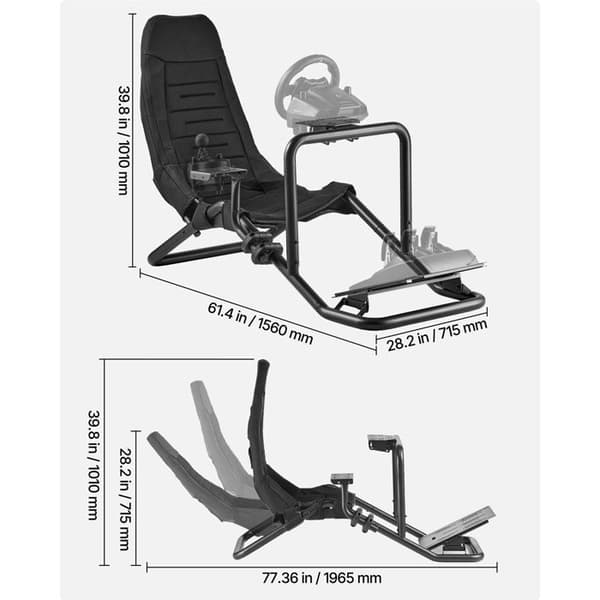 Rattstöd för Racing-Duoku-Solid Struktur för Simulator-Kompatibel med Logitech G25-G27-G29-Pedaler-Svart