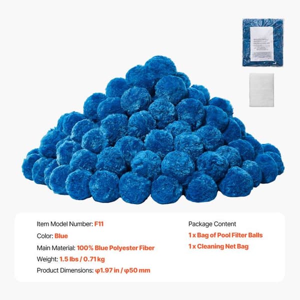 Filtreringskugler til swimmingpool - DUOKU - F11 - 1,5 lb (0,71 kg) - Genanvendelig polyesterfiber - Blå