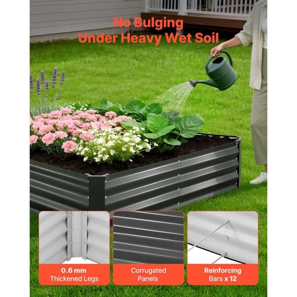 Höjdodling i Metall-Duoku-240x120x30 cm-Set om 2-Rektangulära-i Galvaniserad Aluminium-Zink-Mörkgrå