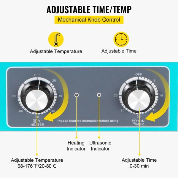 Ultrasonrenser-Duoku-10 L-Rustfrit Stål-med Digitalt Varme Timer og Smykke Rensning