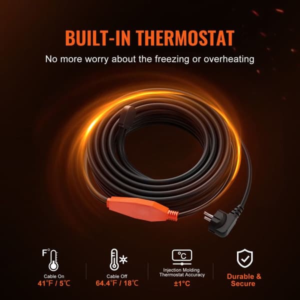 Lämmityskaapeli - DUOKU - PFPC1-1A012 - 4 m - 23 W/m - Sisäänrakennettu termostaatti