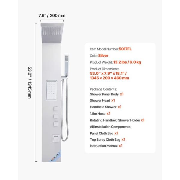 Bruser - DUOKU - Model 5017FL - Regn Effekt Håndbruser - 3 Funktions Vandhaner - Krom Pengar