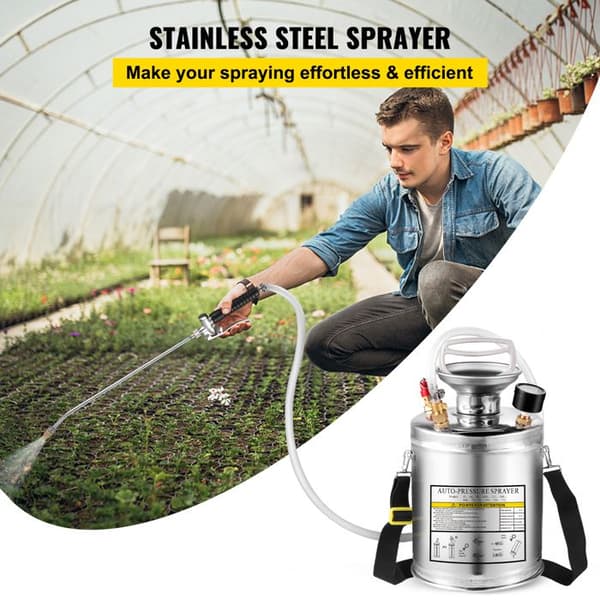 Pulverisator - DUOKU - 4L - Rustfrit Stål - Have Rengøring - Tryk 1,5-4,0 bar