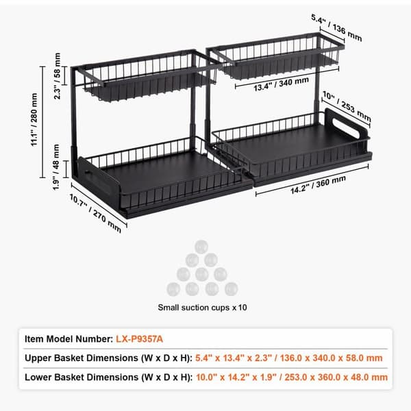 Skab Organizer-Duoku-2 Niveauer-27,2 cm bred x 36,8 cm dybde-Organizer og Opbevaring Under Vasken