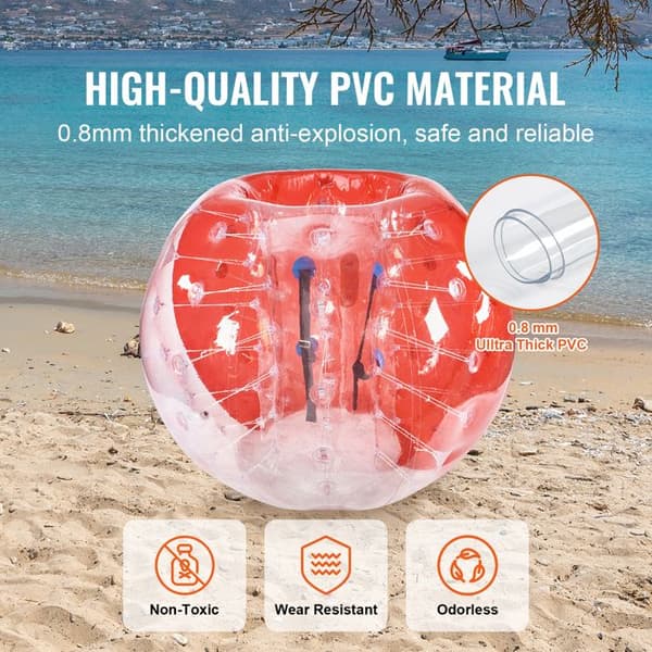 Oppustelig Ballon - DUOKU - HCPPQ-006 - PVC 0,8 mm - 1,5 m diameter - 1,2 m højde klar och röd