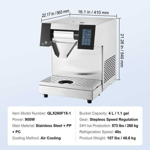 Flisisd Maskin - DUOKU - 573 lb/24 h - Rostfritt Stål - 4 L - 900 W