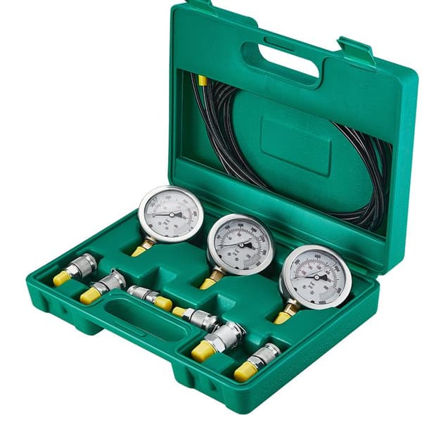 Hydrauliskt trycktestkit - Duoku - 3 Manometrar - 6 Testkopplingar - 3 Testslangar - Set med hydrauliska manometrar