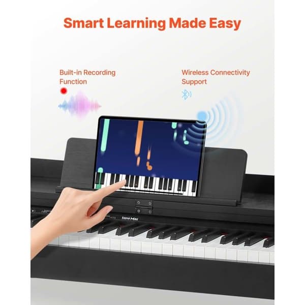 Digital Piano 88 Weighted Keys-Duoku-Double Keyboard Mode-680 Sounds-Wireless Connection-For Beginners-Black